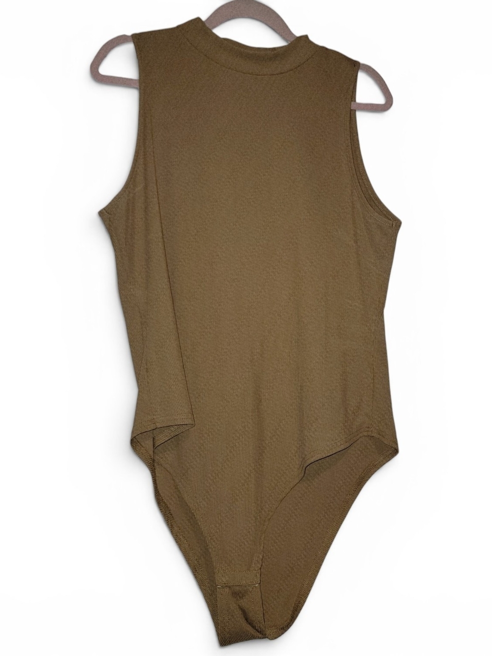Sleeveless High Neck Tan Brown Bodysuit 3XL